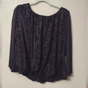 Elegant Black Velvet Mix-texture Blouse